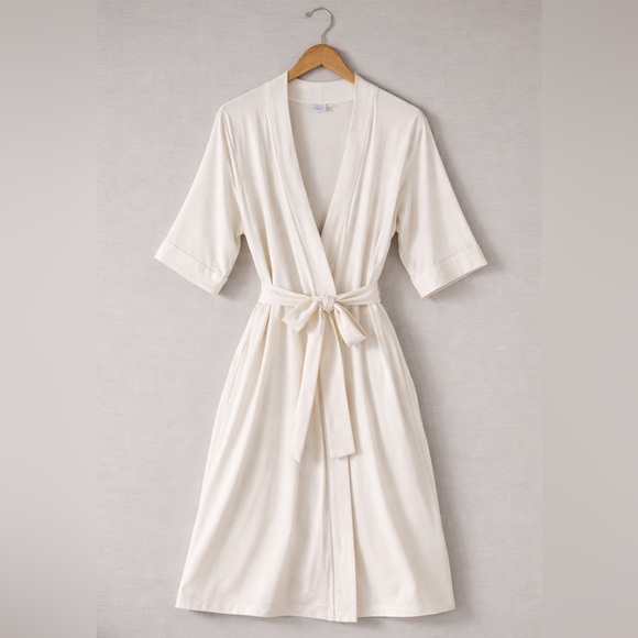 Quince Other - Quince Cream Wrap Robe with Tie Belt